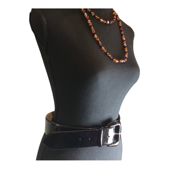 Another Line Inc Belt Women sz S Black Patent Leather Metal Buckle 2” Wide NWOT - Picture 3 of 13